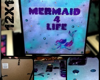 Mermaid 4 life framed glass wall decor