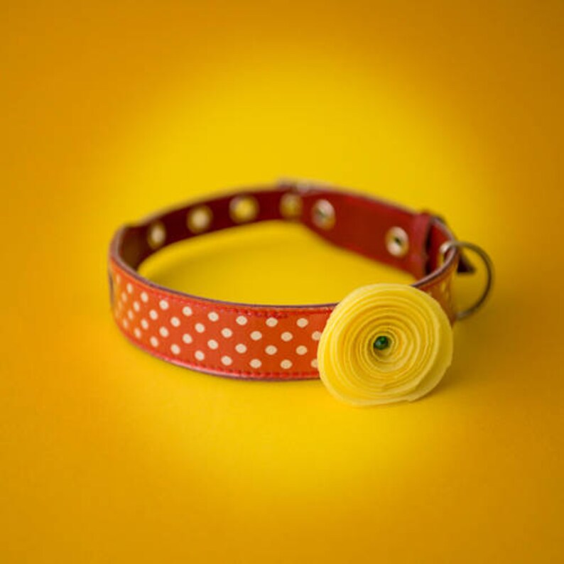 Dog Collar Leather / Polka Dot Dog Collar / Red Dog Collar / Etsy