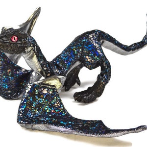Poseable Black Dragon Fantasy Creature | Poseable Art Doll Animal | Fantasy Creature Art Doll | Dragon Plush | Renaissance Accessories