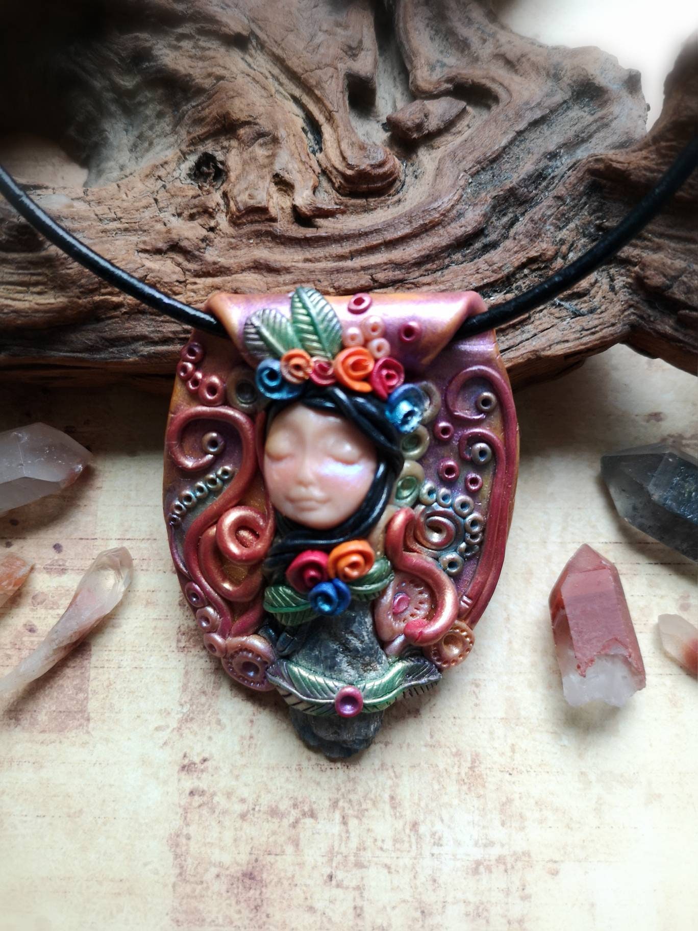 Fimo necklace Fimo pendant Fimo jewellery Face necklace Etsy