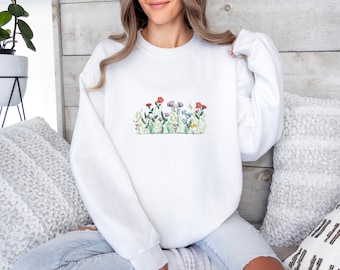 Floral sweater - Spring - Handmade and embroidered