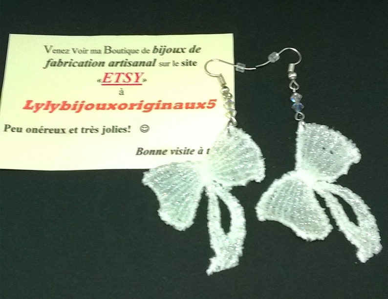 Earrings lace and bow image 1