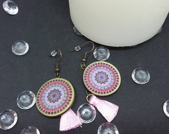 Pink tassel earrings