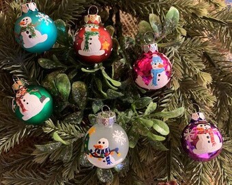 primitive handmade snowmen ornaments and bowl fillers tucks OFG snowmen head ornaments, FAAP Christmas tree ornaments