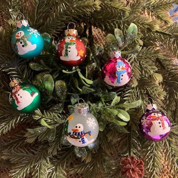 Mini Snowmen Handpainted Ornaments