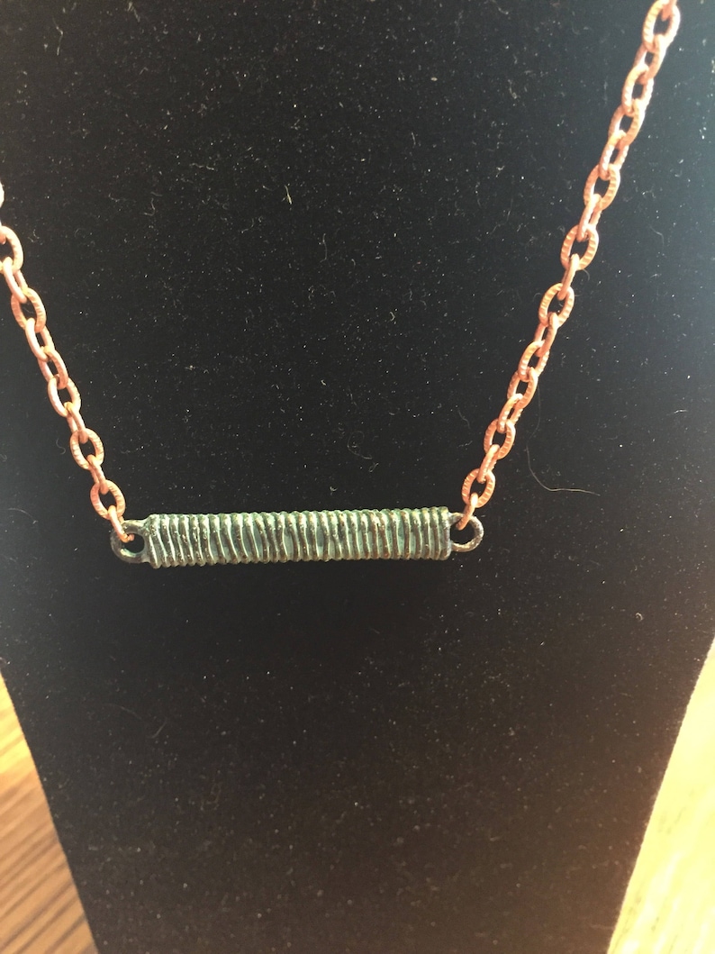 Patina /& Copper Bar Necklace