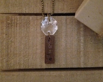 Sparkle + Shine - Vintage Crystal Necklace - Hand Stamped