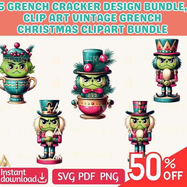 Grinch Nutcracker Digital Clipart Bundle, Ballet Dancers, Cardboard Cut Out, Digital Clipart Grinch
