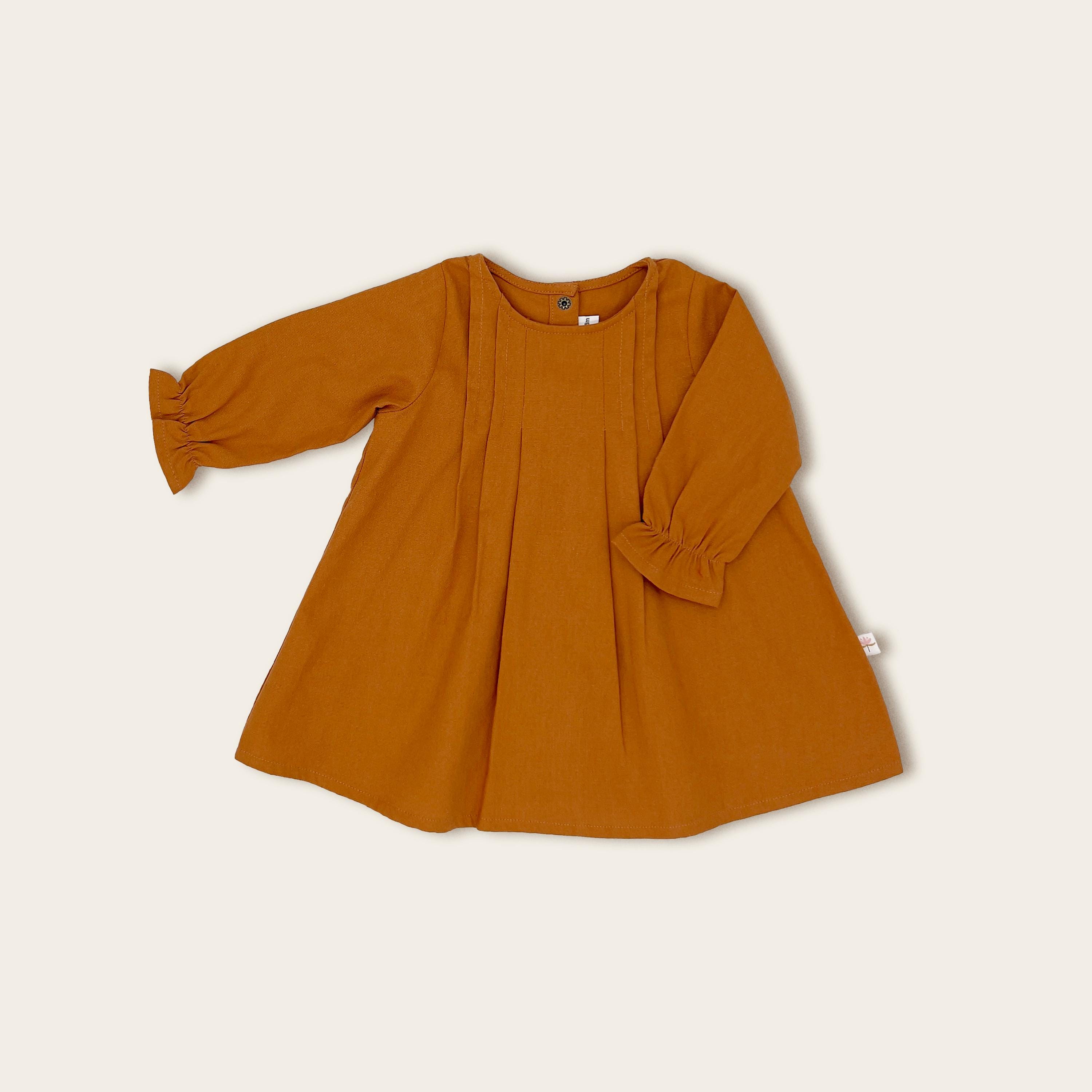 Long Sleeve Burnt Orange Dress - Etsy