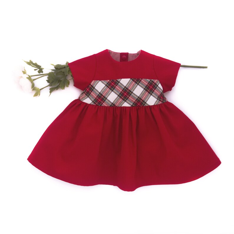 red tartan baby dress