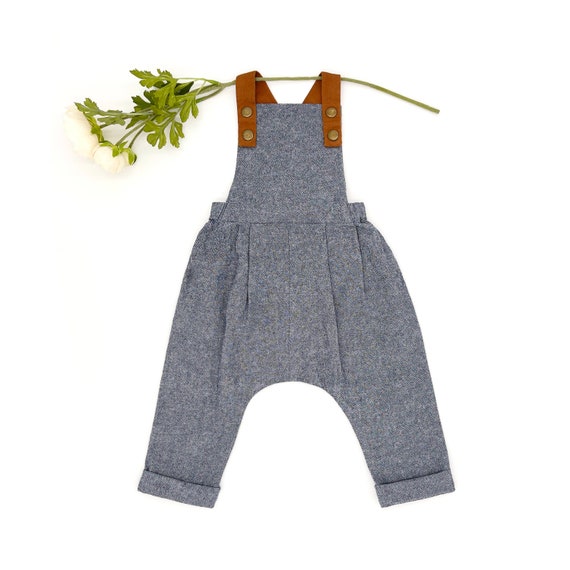 Chambray Blue Linen Long Overalls / Unisex Boy Coveralls / - Etsy