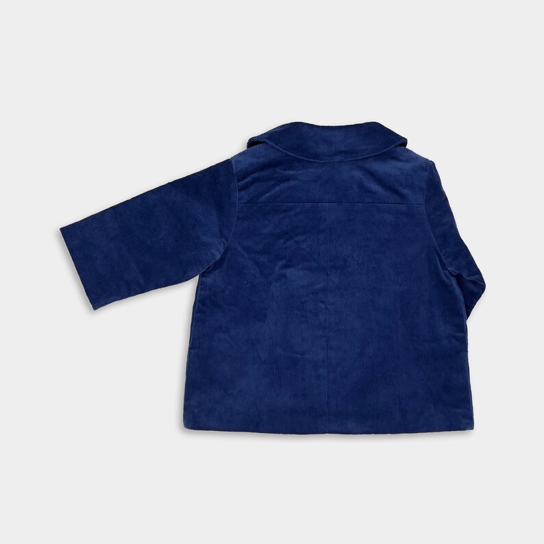 Cornflower Corduroy Coat / Indigo Blue Toddler Peacoat / Elegant Special Events Child Coat / Occasion Infant Overcoat / Fall Cord Kids Coat image 2