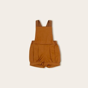Burnt Orange Linen Baby Overalls – Rust Occasion Romper