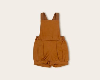 Burnt Orange Linen Baby Overalls – Rust Occasion Romper