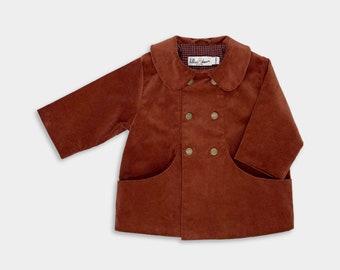 Rosewood Corduroy Coat / Rust Double Breasted Baby Jacket / Toddler Timeless Overcoat / Photo Shoot Kids Coat / Winter Portrait Child Coat