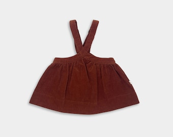 Spice Corduroy Pinafore / Events Infant Outfit / Toddler Brown Suspender Skirt / Photo Shoot Rust Skirtall / Birthday Photoshoot Kids Outfit
