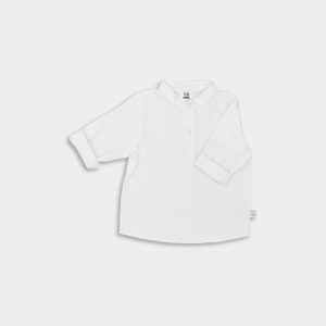 White Henley Shirt / Elegant Tuxedo Button-Down / Spring Boy Shirt / Wedding Ring Bearer Shirt / Page Boy Formal Shirt / Oxford Infant Shirt