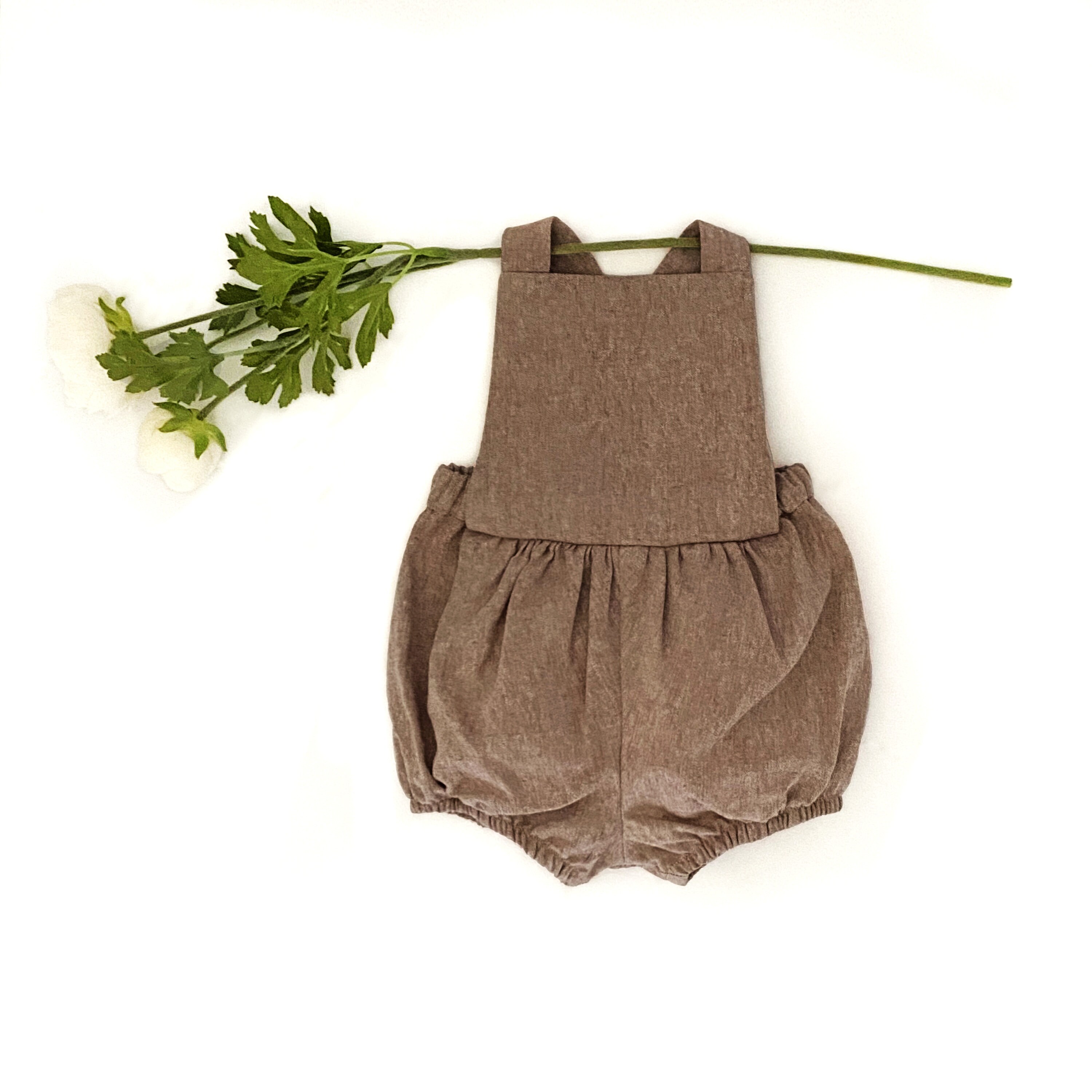 Nutmeg Linen Girl Romper / Earthy Baby Overalls / Infant Fall Etsy
