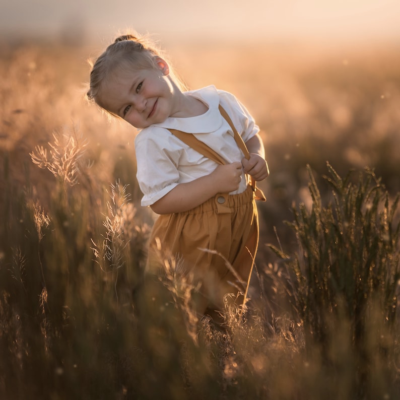 White Organic Cotton Girl Blouse Classic Toddler Blouse Collared Infant Retro Top Photoshoot Children Shirt Traditional Baby Blouse