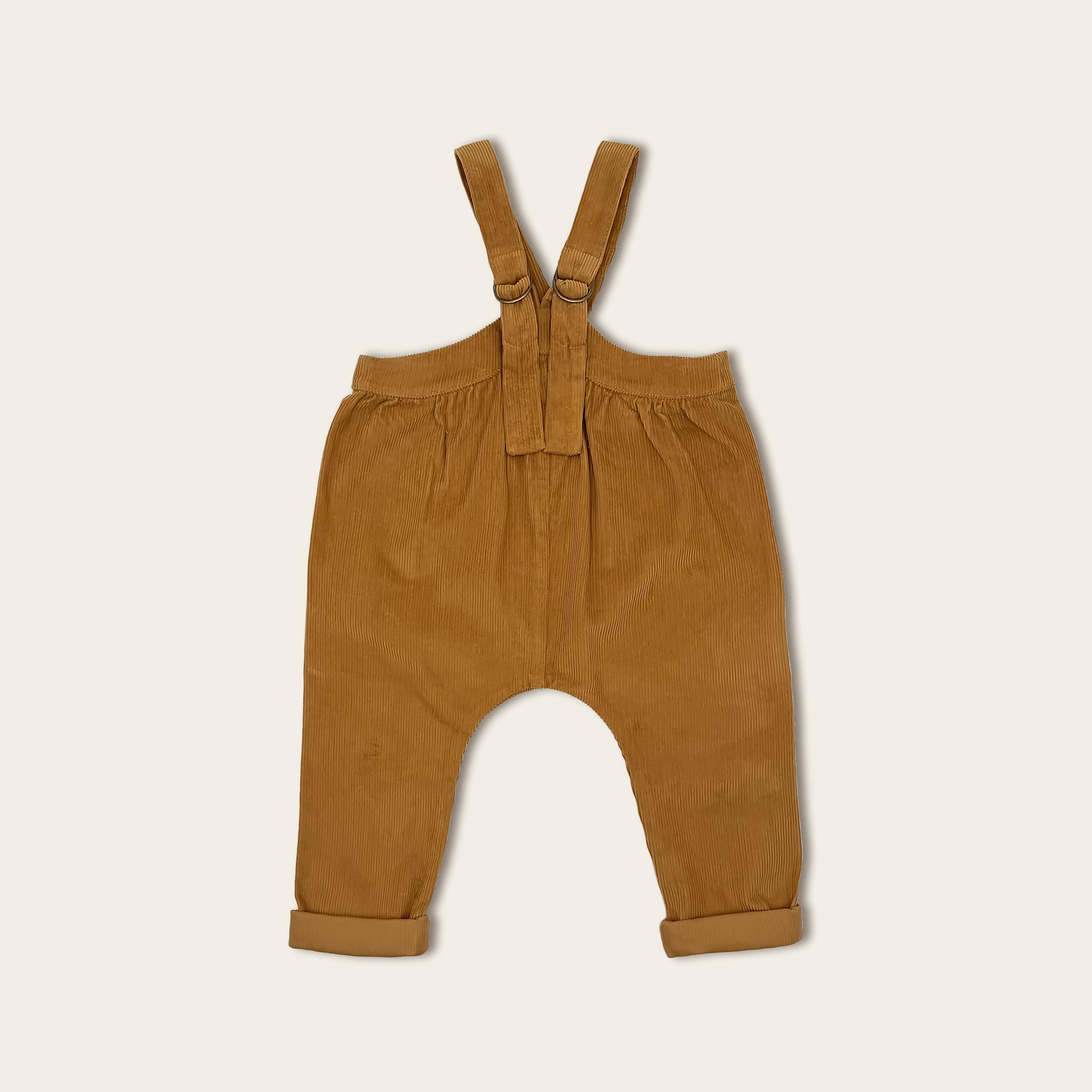 Caramel Mustard Corduroy Suspender Pants - Vintage Style Toddler 