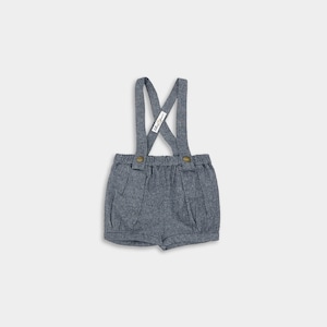 Chambray Linen Baby Suspender Shorts: Toddler Shortalls