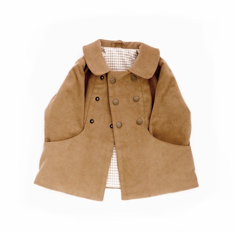 Camel Brown Corduroy Coat Fall Unisex Baby Jacket Warm Minimalist Toddler Coat Timeless Infant Peacoat Baby Autumn Coat With Pockets