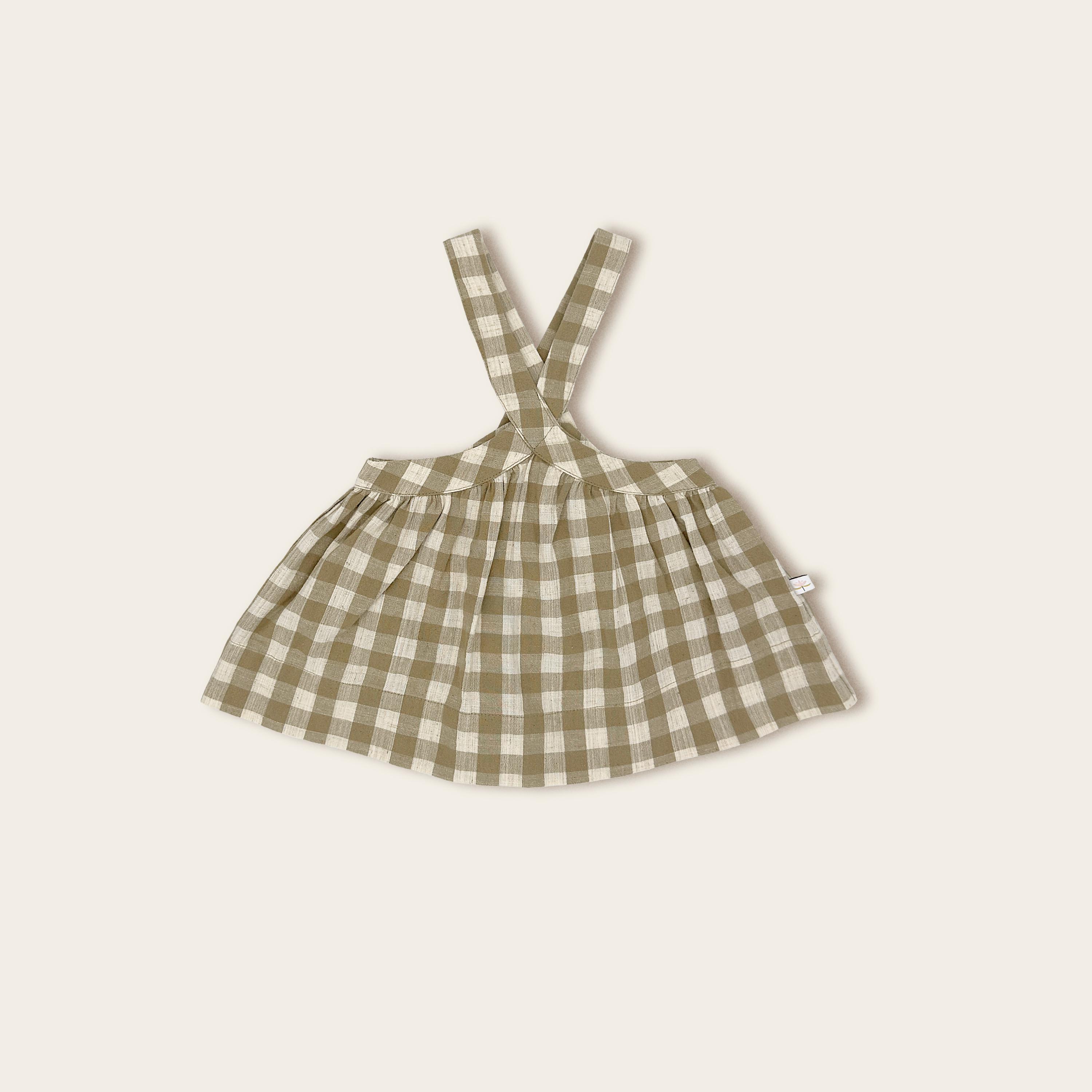 beige and white gingham dress Clara Gingham Midi Dress Medium