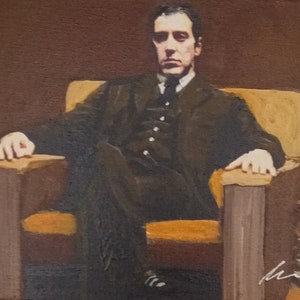 Michael Corleone Painting , The Godfather, oil painting on canvas, canvas painting, portrait painting, Mafia, Don Corleone, Al Pacino