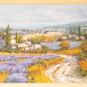 Tuscany landscape painting on canvas, landscape scene painting, lavender field, canvas painting, landscape scenery, croatia, ready to hang