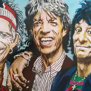 Portrait du groupe rolling stones, peinture sur toile, peinture à lhuile, Mick Jagger, Keith Richards, Charlie Watts, Ronnie Wood, Black Friday Sale image 5