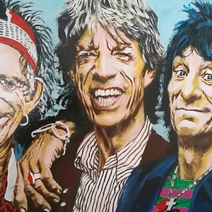 Portrait du groupe rolling stones, peinture sur toile, peinture à lhuile, Mick Jagger, Keith Richards, Charlie Watts, Ronnie Wood, Black Friday Sale image 4