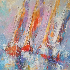 Sailing boats oil painting on canvas
