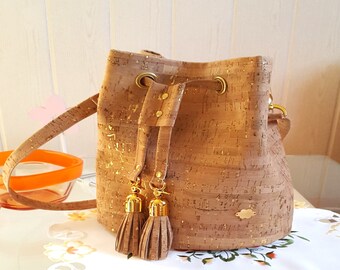 Cork Bag Handbag Ladies Made of Cork Leather, Shoulder Bag
