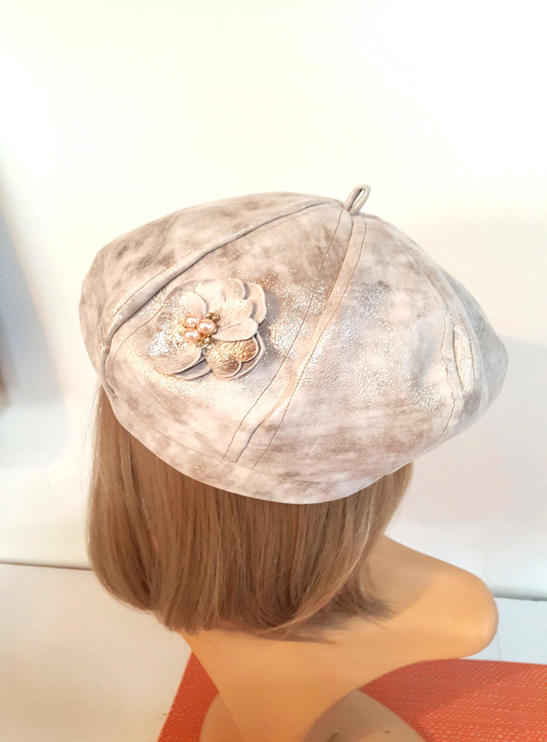 Nude Leather Beret Cap Soft Neutral Chic Statement Hat Bon Chic main image 3