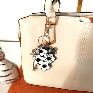 Bag charm made of genuine leather, flowers, luxury bag charm, handmade