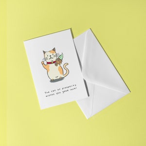 Carte Maneki Neko A6 porte-bonheur, carte chat porte-bonheur