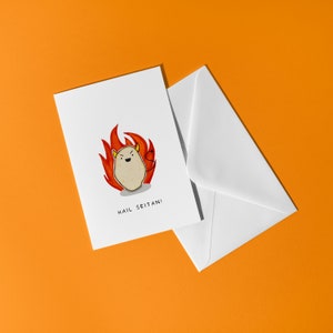 Carte d'anniversaire végétalienne drôle Hail Seitan, carte de voeux A6