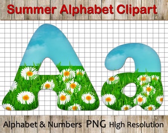 Daisy Flowers Alphabet Clipart: Daisy Flower Clip Art, Flower Letters, Daisy Flower Font, Daisy Flower Numbers digital, Alphabet Clipart PNG