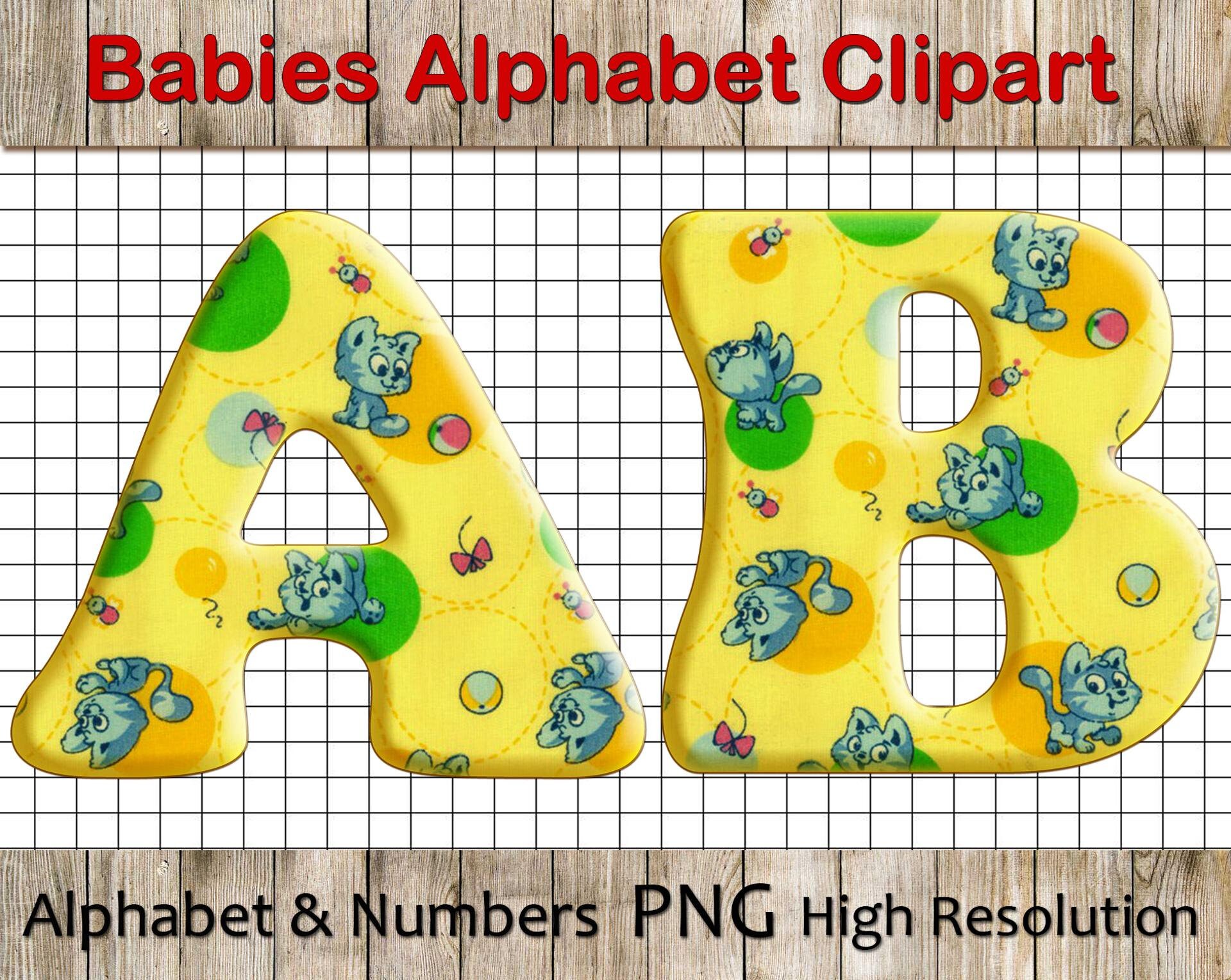 Baby Alphabet Clipart Kids Clip Art Baby style Letters Baby Etsy