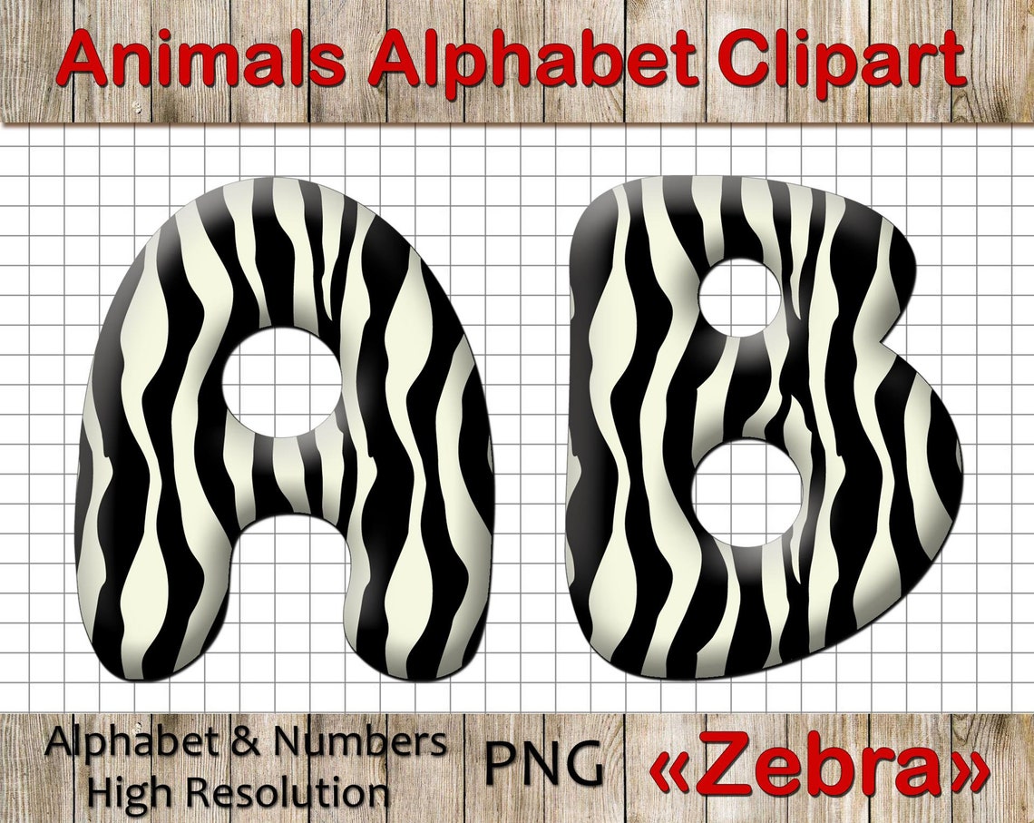 Animal Print Alphabet Clipart Zebra Print Letters ABC Zebra | Etsy