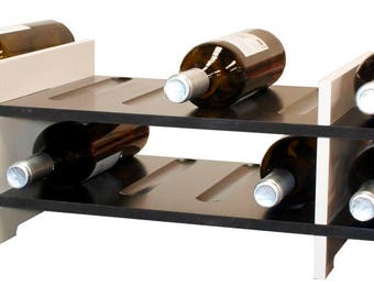 Bottle rack in mdf white-black 12 bottles