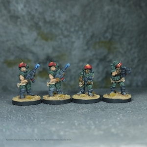 Colonial Spacemarines Set (4) - Handpainted tabletop wargaming miniatures - CheckPoint Miniatures, 28mm, Sci-fi, Retro, Alien, RPG