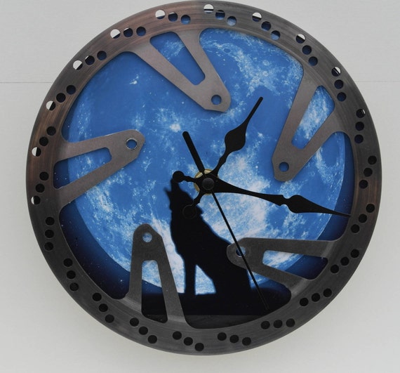 Bike clock Cycle clock Disc clock Clock Wolf clock Etsy