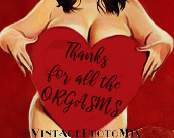 Valentinstag Geschenk für ihn, Körper positive Kunst, Custom Pin-up Portrait, Danke für alle die Orgasmen, Klassische Pin-up Kunst