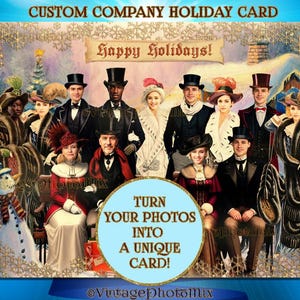 Carte de Noël personnalisée pour les petites entreprises - Campany Holiday Card - Portrait personnalisé à partir d'une photo - Imprimable