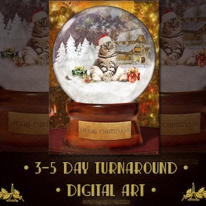 Victoriaanse kerstkaart van foto's - Grappige wenskaart voor familiefeesten - Gepersonaliseerde vintage sneeuwbolkaart - Afdrukbaar