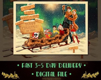 Custom Funny Christmas Card with Your Photo – Personalized Family Holiday Card Vintage Look