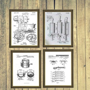 Baking Patent Prints,Set of 4 Prints,Rustic Kitchen Art,Cake Baking,Cooking,Oven Baking,Chef GiftVintage Prints, Digital Art,Retaurant Decor