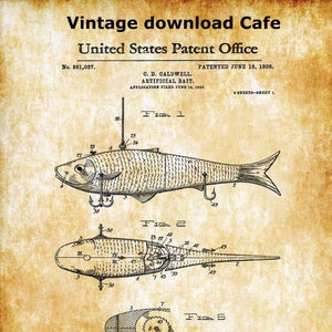 Vintage Creek Chub Fishing Lure Patent Print Poster 11x17 Largemouth Bass  Fish Cabin Wall Art Decor