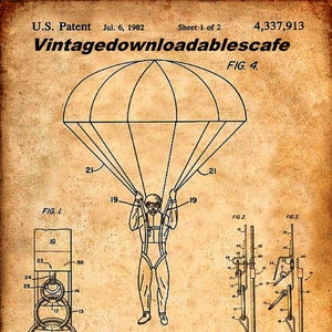 Parchute Man Patent,Releasably Attaching Strands Patent Poster,Rescue Equipment Art, Base Jumper Wall Decor,Man Cave Deco,Instance Download